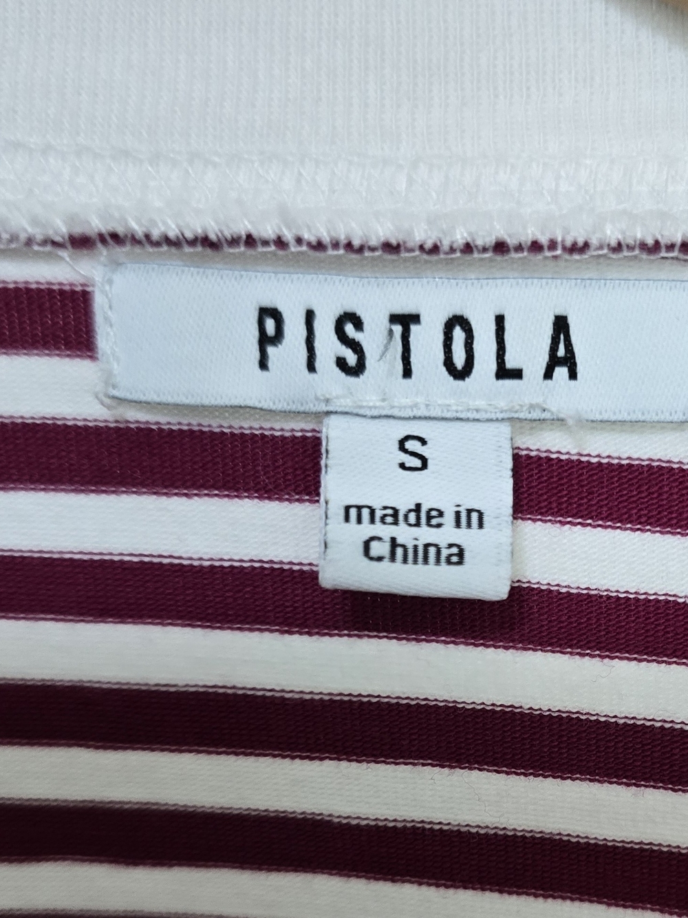 Pistola Burgundy and White Striped Short Sleeve Tee - Picture 2 of 3